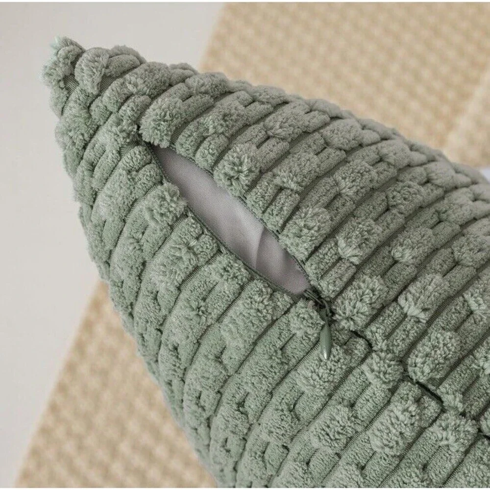 Throw Pillow Covers Soft Corduroy Decorative 21x21in Set Of 2 Grayish Green